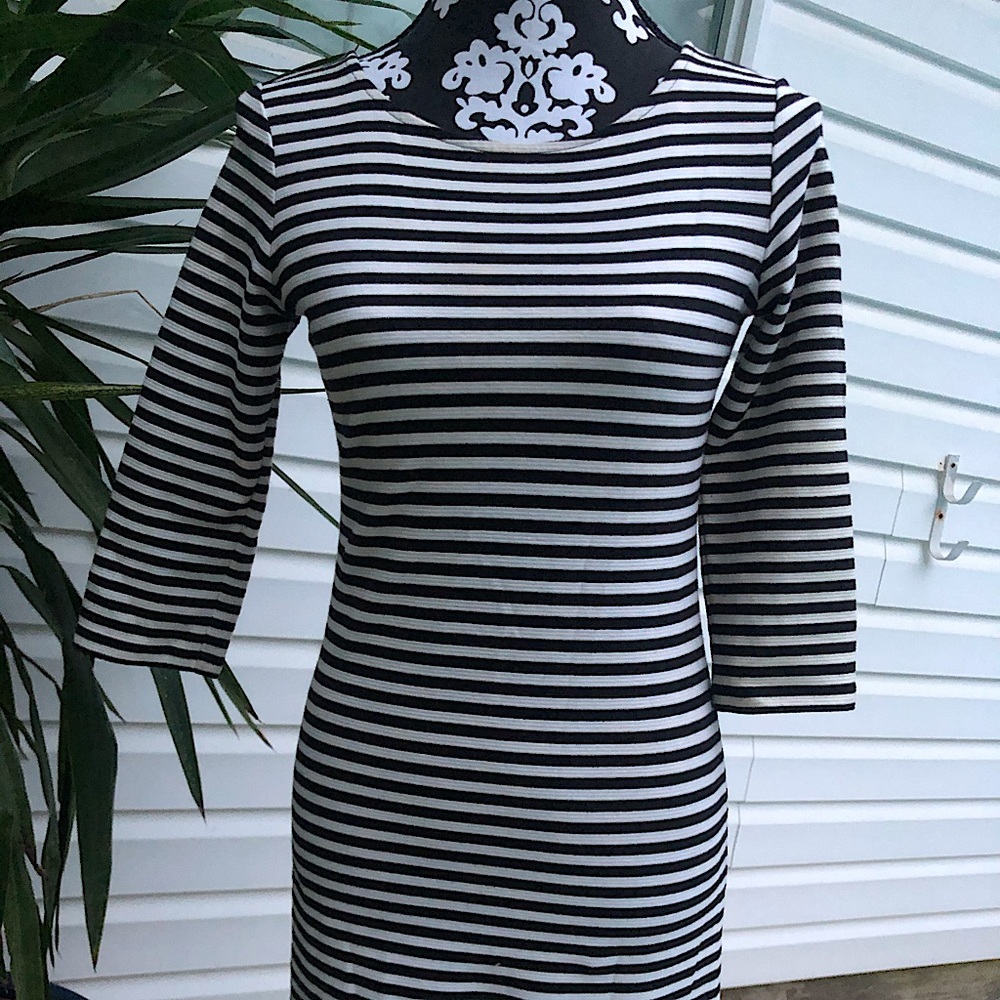 Black and white striped dress